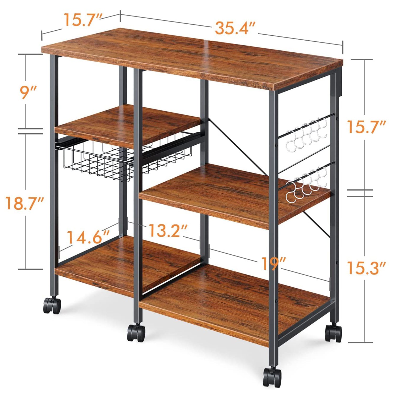 3 Tier Shelf Organizer for Kitchen, 450lbs Capacity Height
