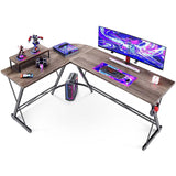 66" L-Shaped Desk Gaming Desk With Large Monitor Stand