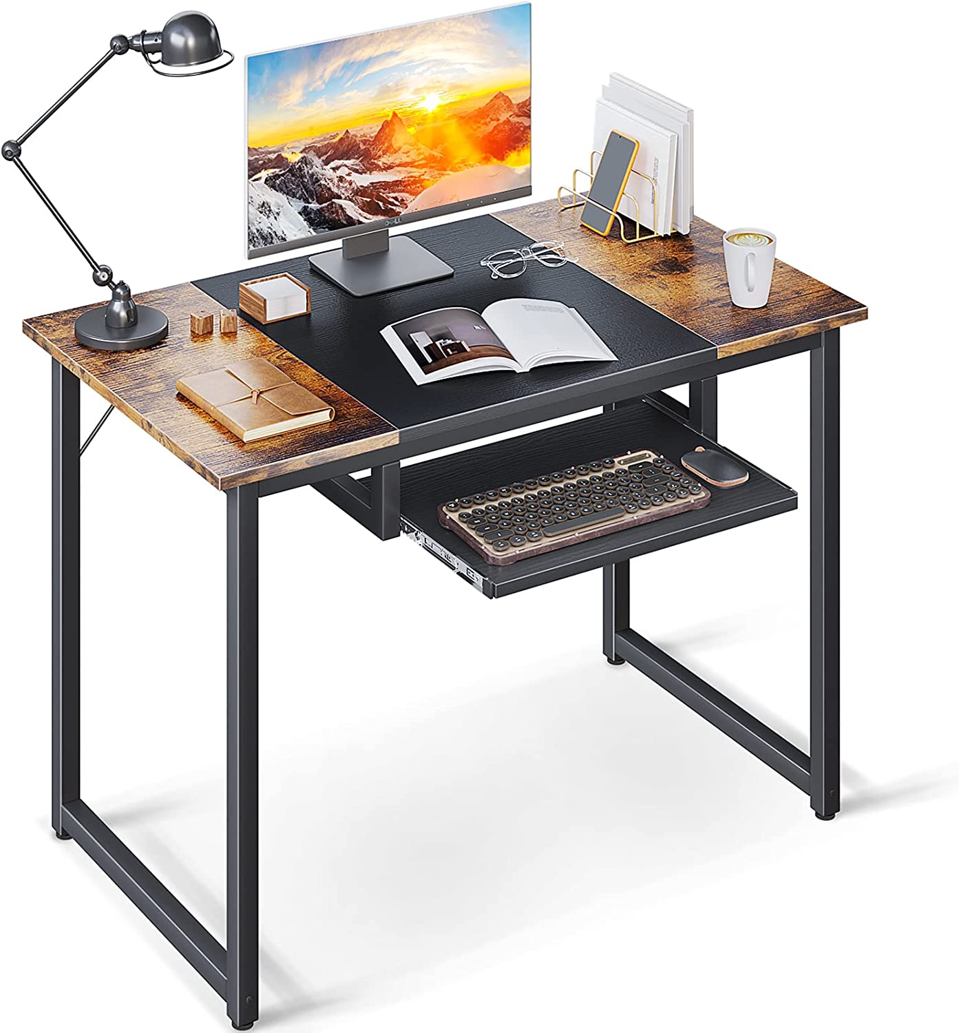 39 Inch Computer Office Desk with Keyboard Tray