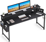 63 Inch Computer Desk with Adjustable Monitor Shelves