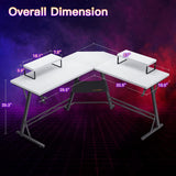 51 Inch L-Shaped Gaming Desk with 2 Monitor Stands