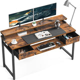 55 Inch Computer Desk with Keyboard Tray & Drawers
