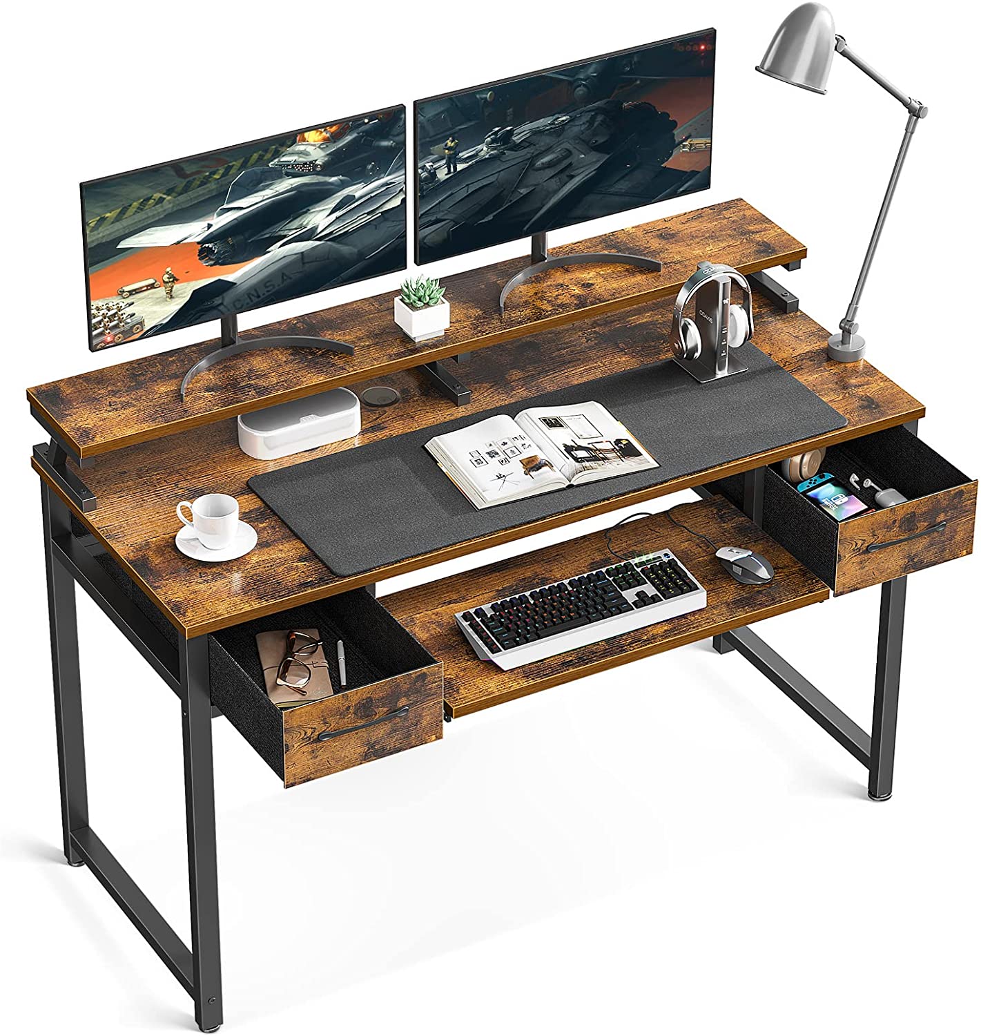 47 Inch Computer Desk with Keyboard Tray & Drawers
