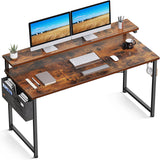 55 Inch Computer Desk with Adjustable Monitor Shelves