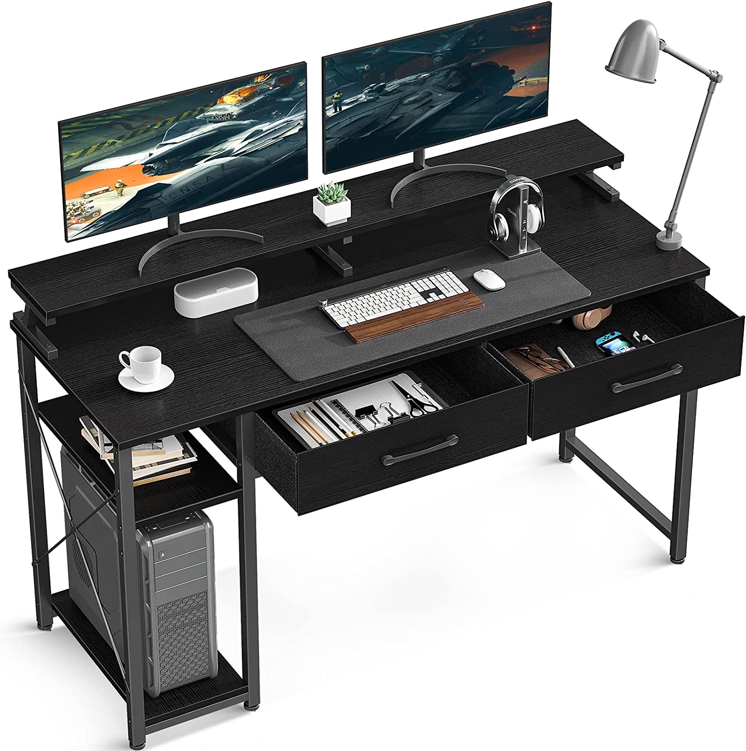 47 Inch Computer Desk with Drawers and Storage Shelves – ODK Home