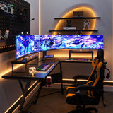 51 Inch L-Shaped Gaming Desk with 2 Monitor Stands